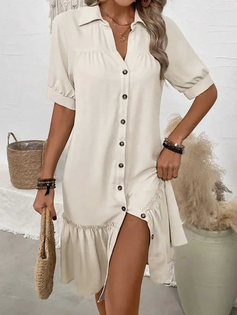 Aliyah – Robe à boutons avec ourlet à volants