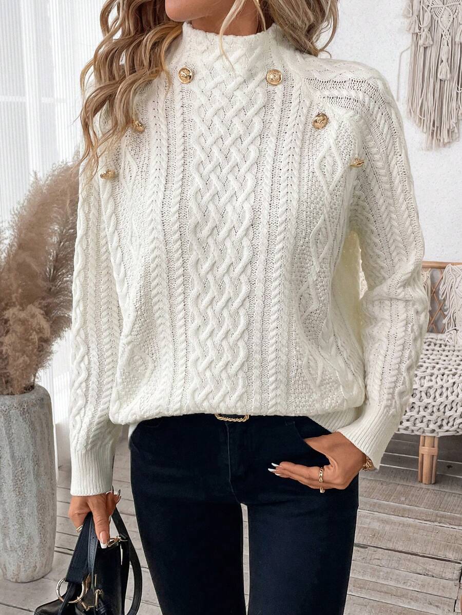 pull en maille blanc à col cheminée