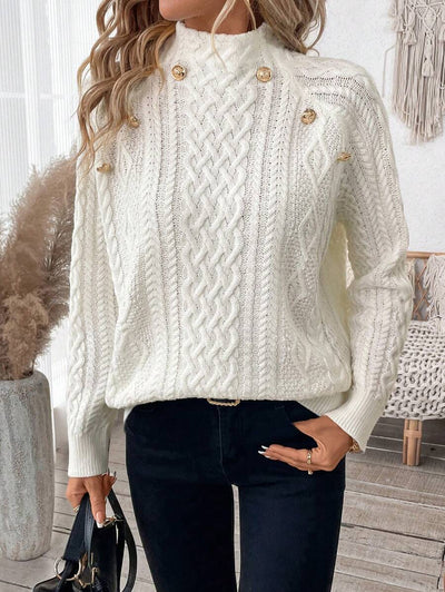 pull en maille blanc à col cheminée