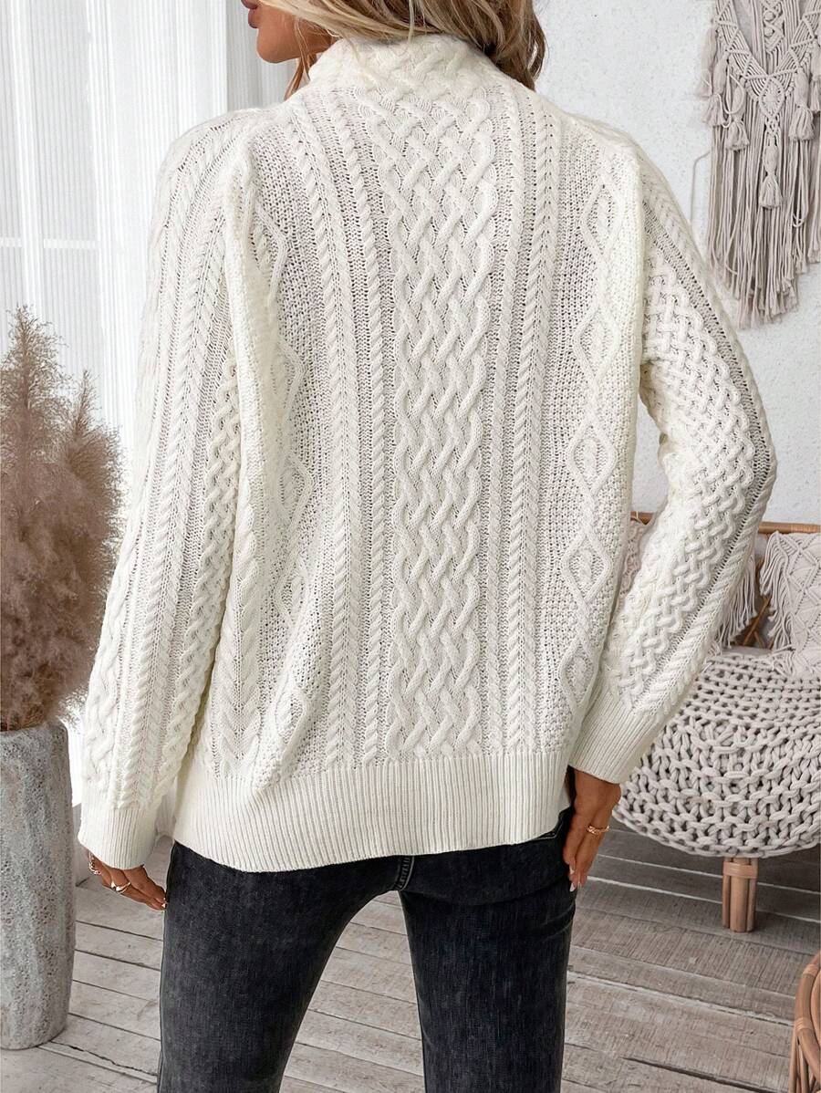 pull en maille blanc à col cheminée