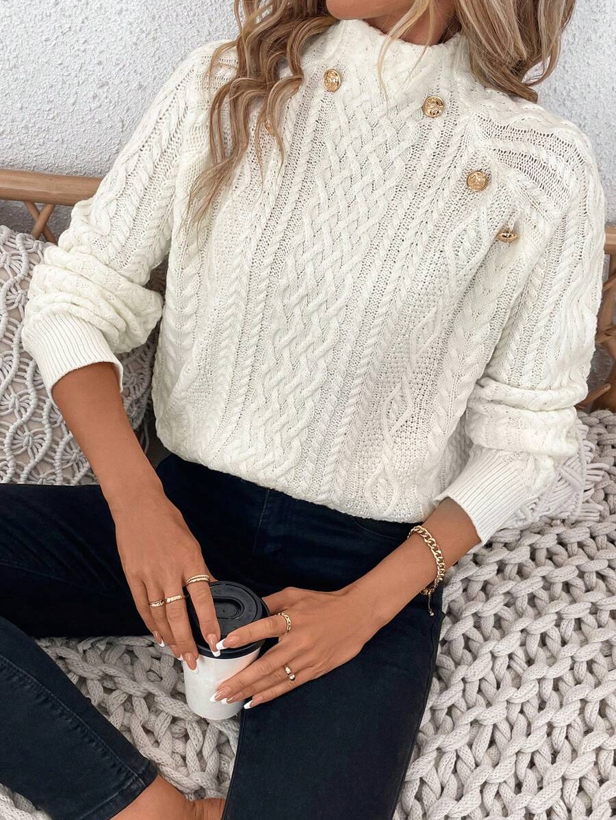 pull en maille blanc à col cheminée
