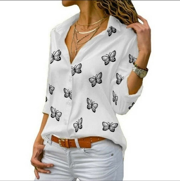 Blouse à revers avec imprimé papillon Sophie™