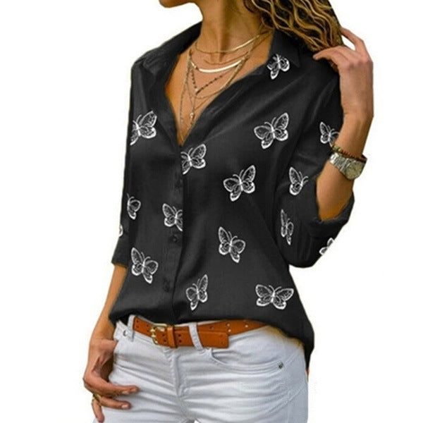 Blouse à revers avec imprimé papillon Sophie™