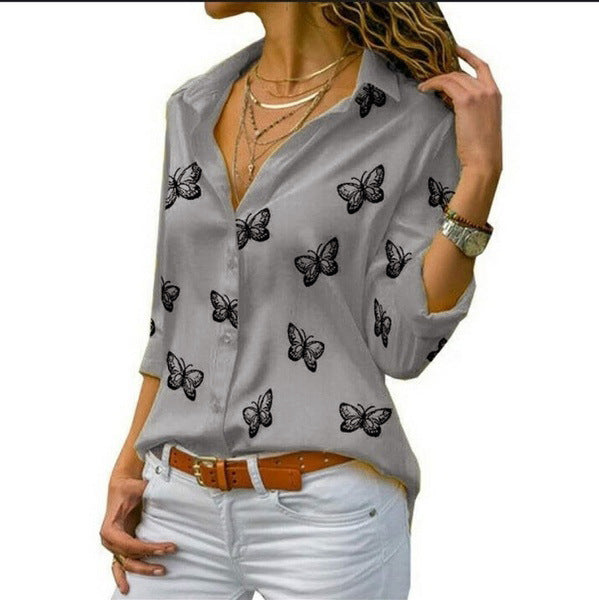 Blouse à revers avec imprimé papillon Sophie™
