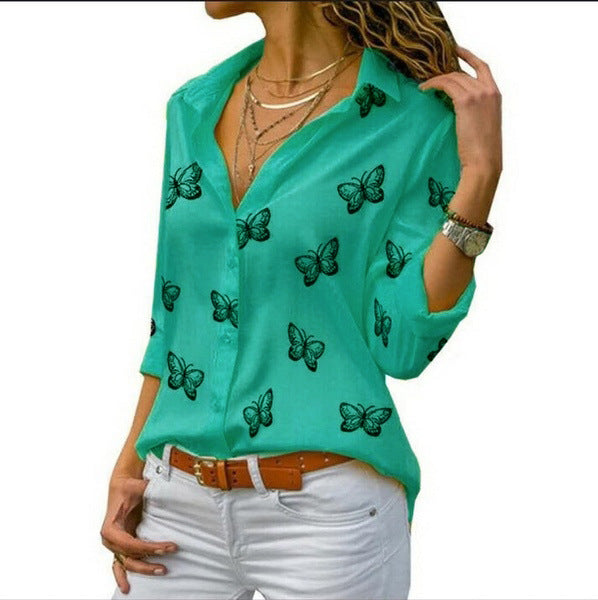 Blouse à revers avec imprimé papillon Sophie™