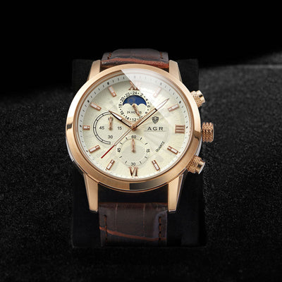 Montre en quartz en cuir luxueux