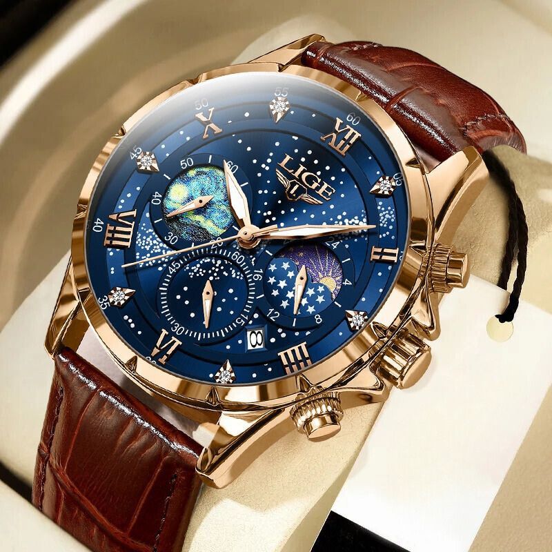 Montre élégante à phase de lune