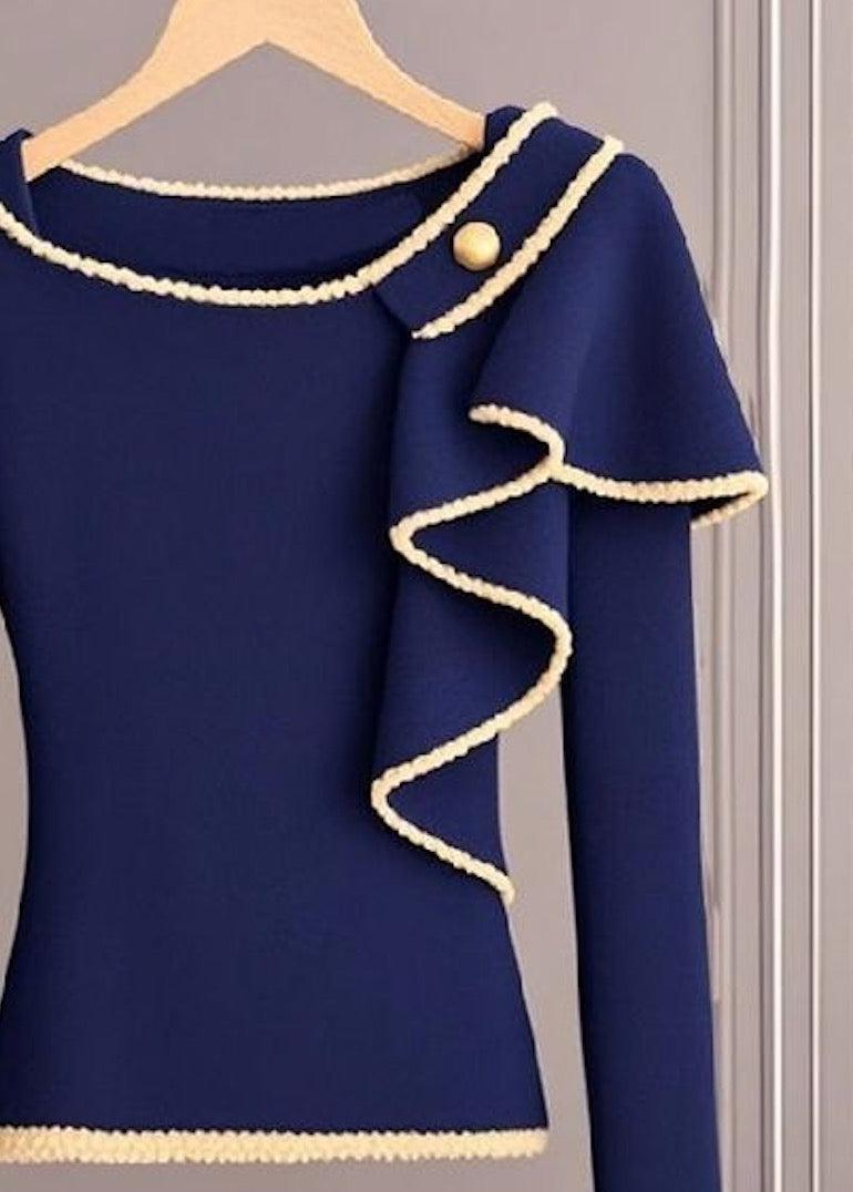 Pull en maille bleu frais à manches longues