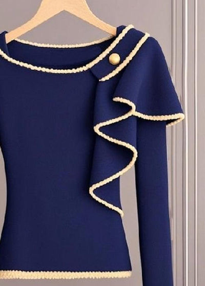 Pull en maille bleu frais à manches longues