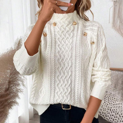 pull en maille blanc à col cheminée