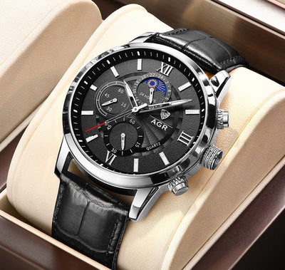 Montre en quartz en cuir luxueux