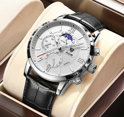Montre en quartz en cuir luxueux