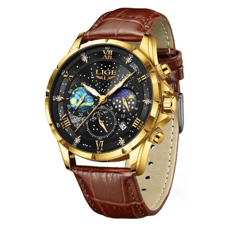 Montre élégante à phase de lune