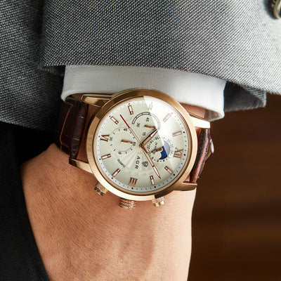 Montre en quartz en cuir luxueux