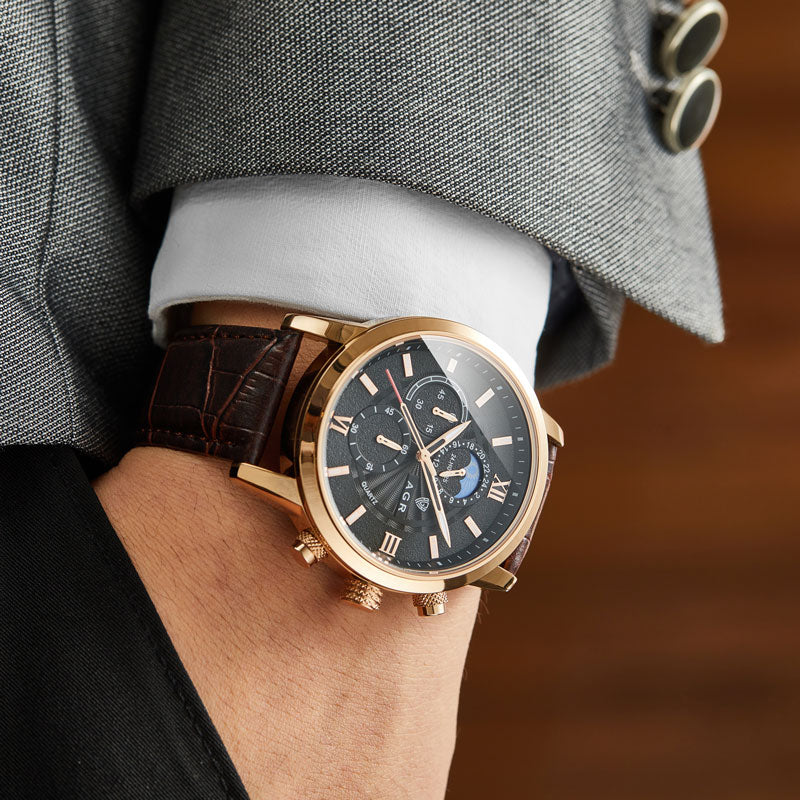 Montre en quartz en cuir luxueux