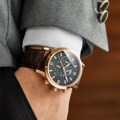 Montre en quartz en cuir luxueux