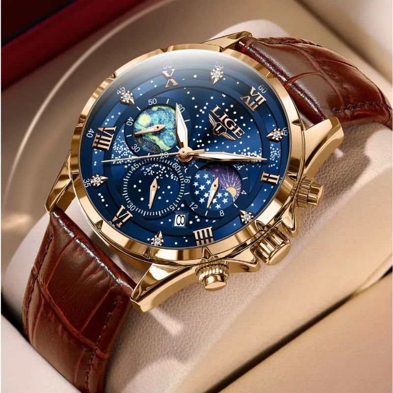 Montre élégante à phase de lune