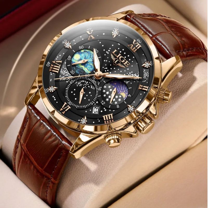 Montre élégante à phase de lune