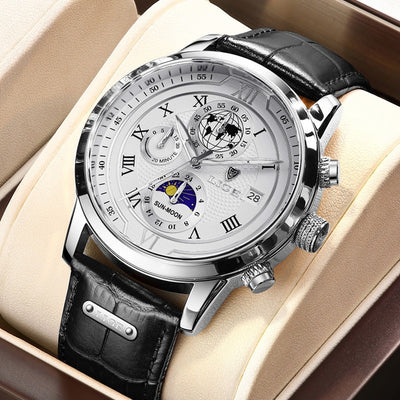 Montre chronographe avec bracelet en cuir premium