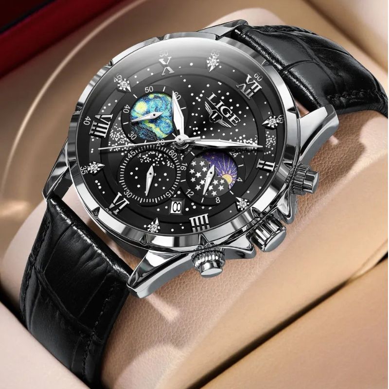 Montre élégante à phase de lune