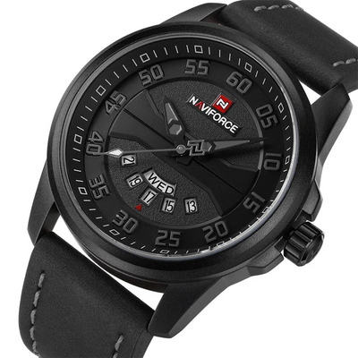 Montre à quartz avec bracelet en cuir