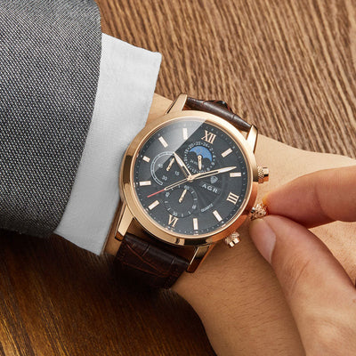 Montre en quartz en cuir luxueux