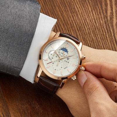 Montre en quartz en cuir luxueux