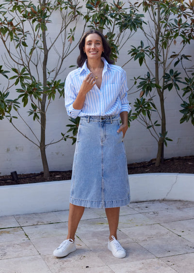 CHEMISE RAYÉE BERTIE – BLEU CIEL