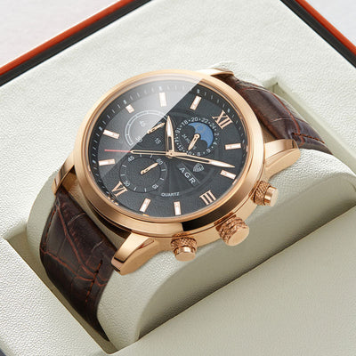Montre en quartz en cuir luxueux