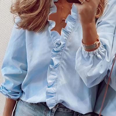 Angeline – Blouse à encolure en V froncée