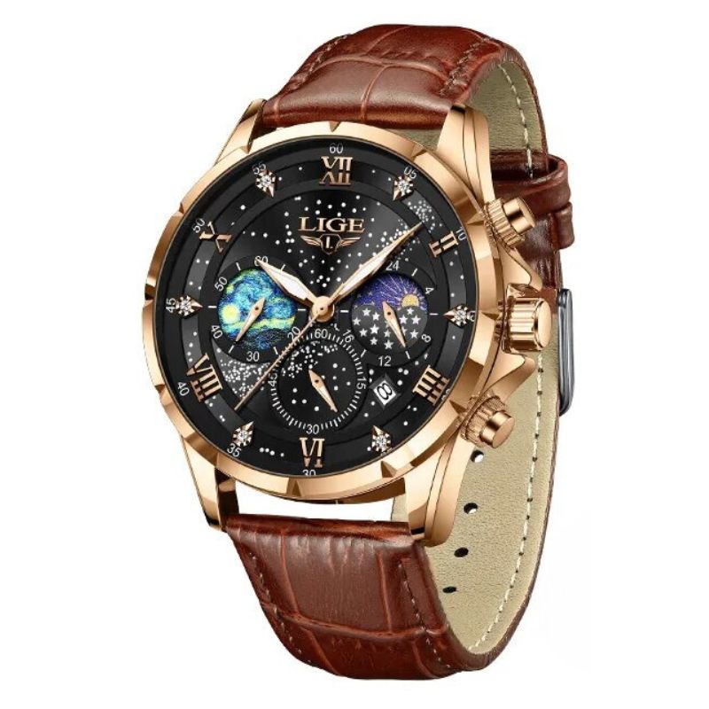 Montre élégante à phase de lune