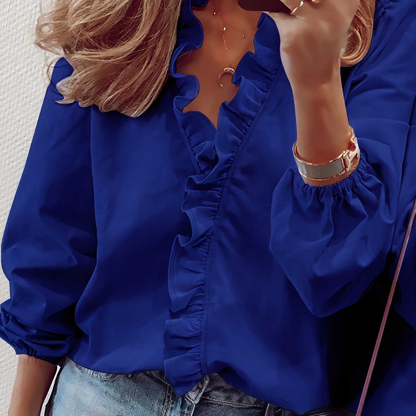Angeline – Blouse à encolure en V froncée