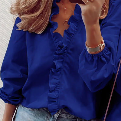 Angeline – Blouse à encolure en V froncée