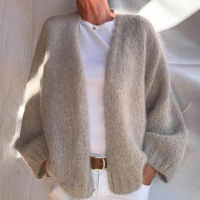 Cardigan uni à manches longues et col sans col