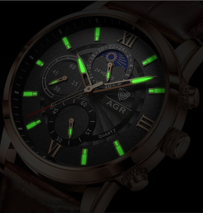 Montre en quartz en cuir luxueux