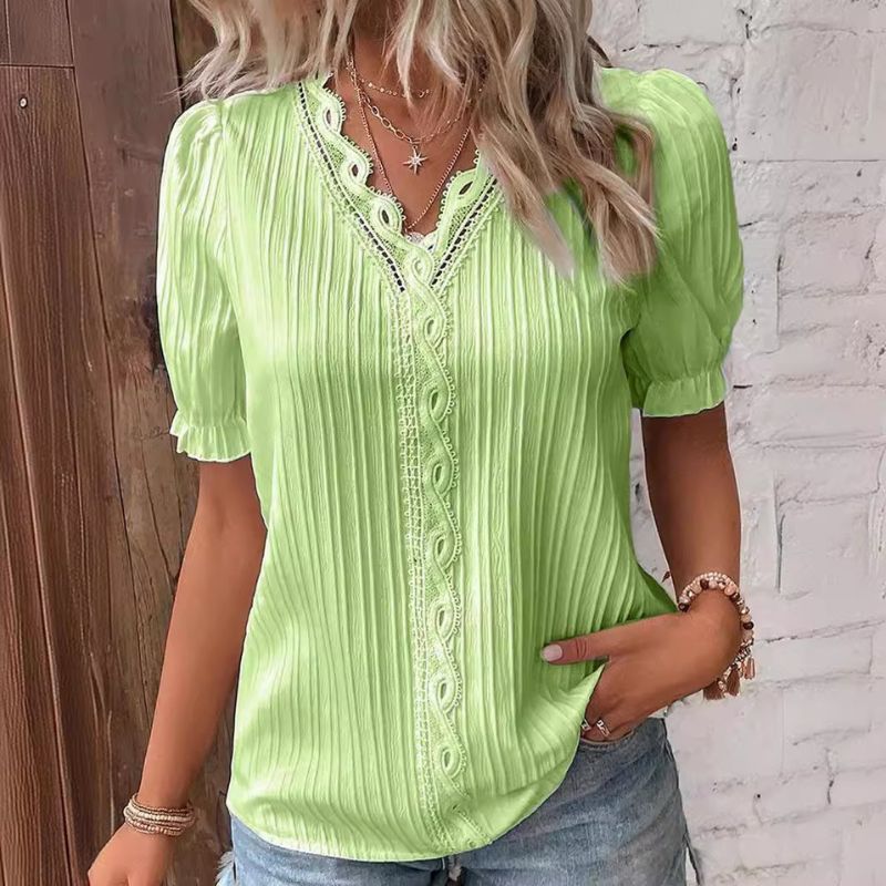 Lunea™ T-shirt en chiffon à col en V en dentelle