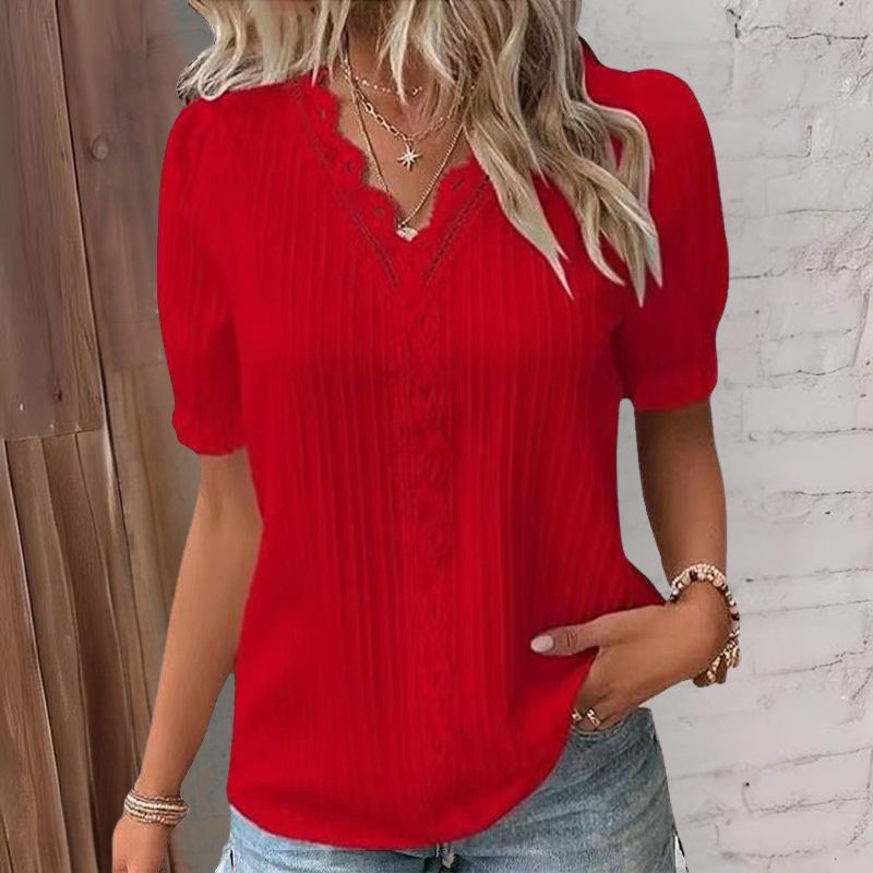 Lunea™ T-shirt en chiffon à col en V en dentelle