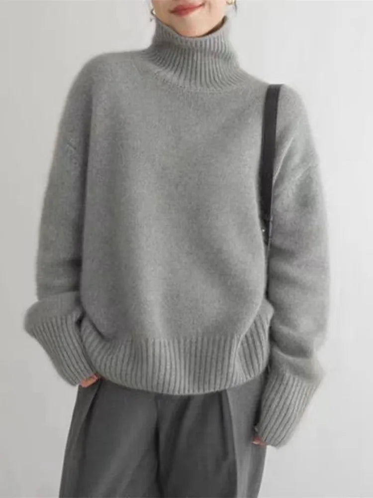 Emily™ – Pull à col roulé tricoté doux et confortable