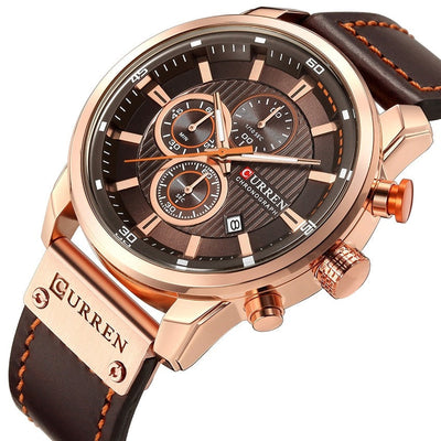 Montre en quartz élégante avec bracelet en cuir