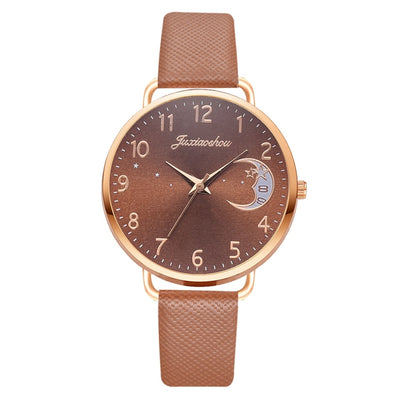Ensemble avec montre et bracelets avec cadran à chiffres lunaires