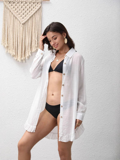 Blouse de plage en coton plissé Esméa™