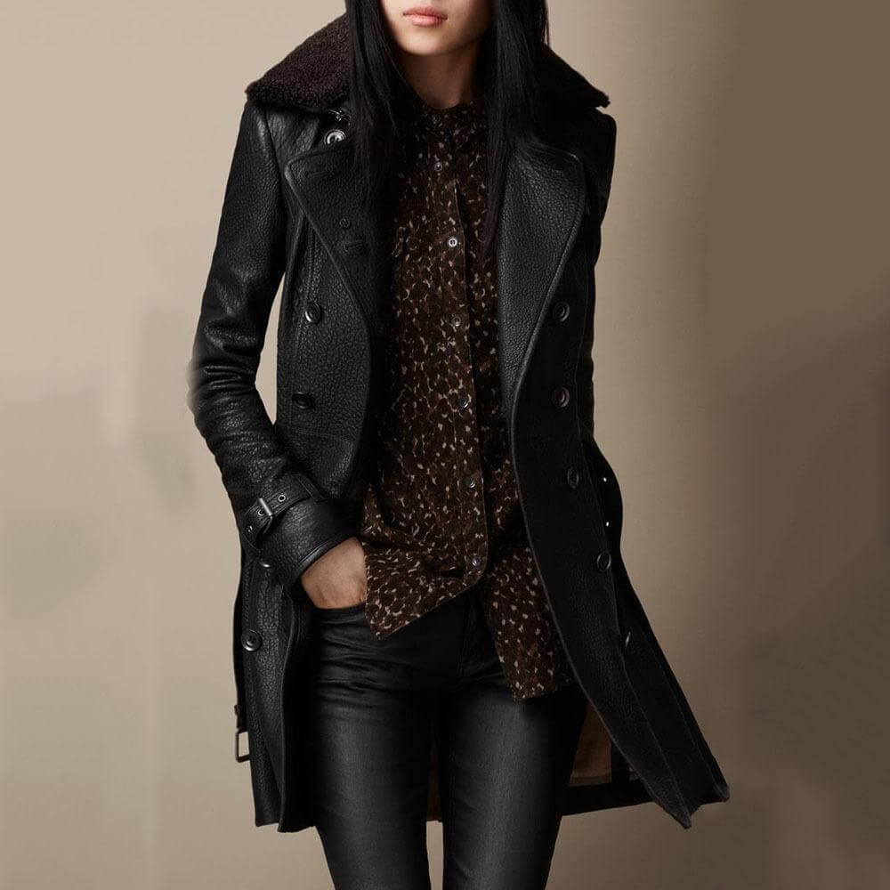 Fiona™ - Trench-coat en cuir luxueux