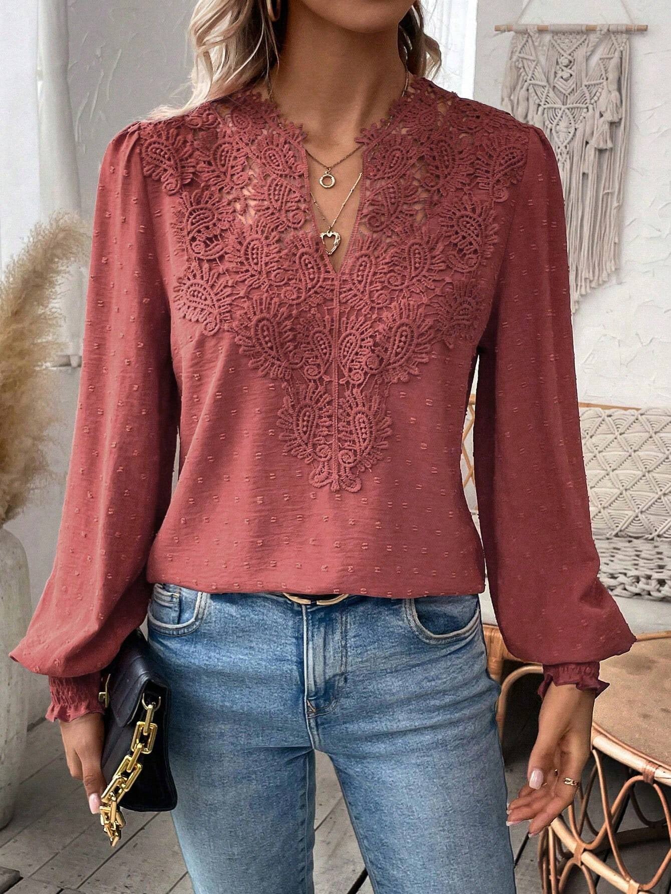 Blouse en dentelle à manches longues Zenya™