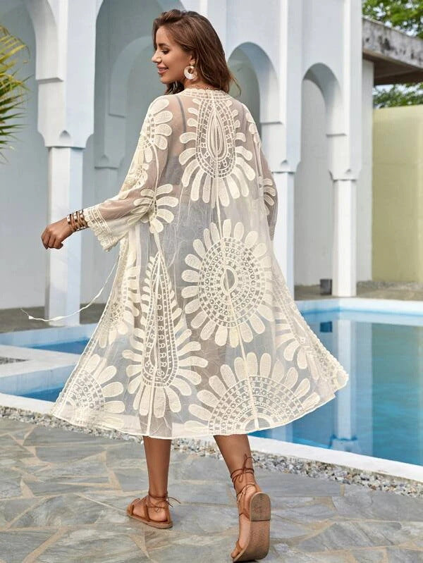 Elva™ Robe de Bain en Dentelle Transparente