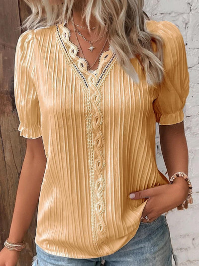 Lunea™ T-shirt en chiffon à col en V en dentelle