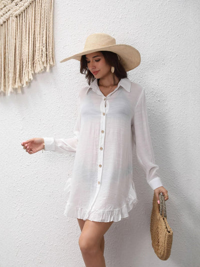 Blouse de plage en coton plissé Esméa™