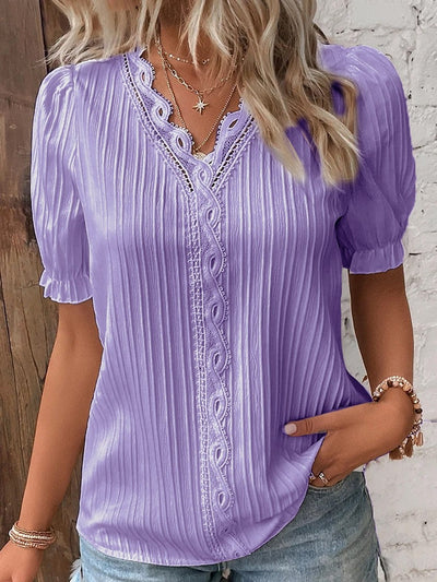 Lunea™ T-shirt en chiffon à col en V en dentelle