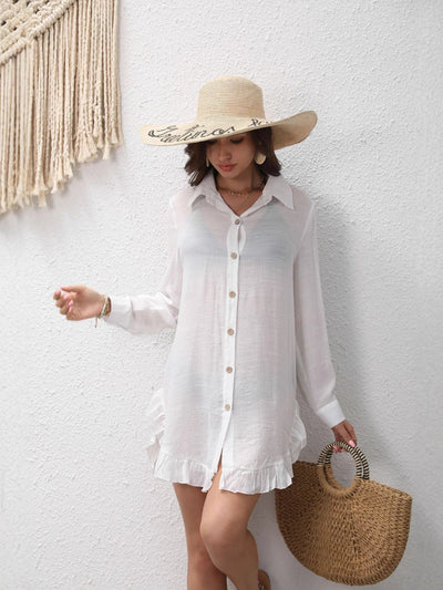 Blouse de plage en coton plissé Esméa™