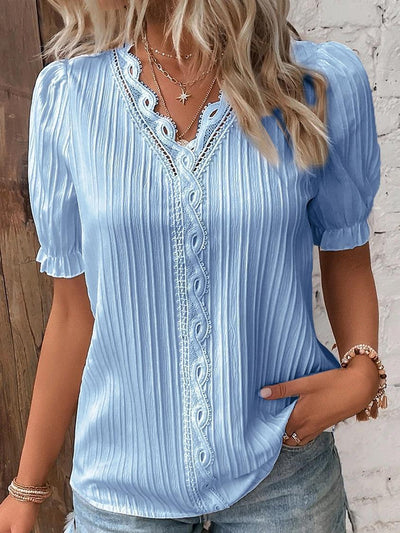 Lunea™ T-shirt en chiffon à col en V en dentelle