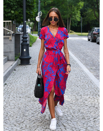 Alina – Robe Midi Cache-Cœur Fleurie